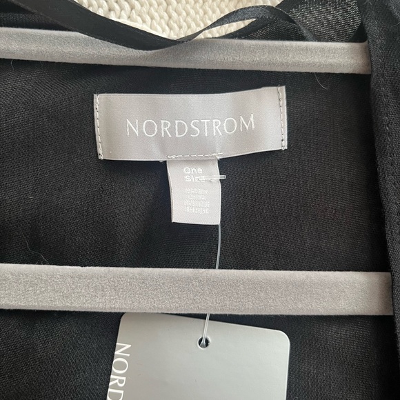 New! Nordstrom Black Viscose Kimono ruana style with Fringe OSFM - Picture 14 of 15